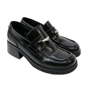 Vintage Y2K MIA Black Chunky Heeled Loafers